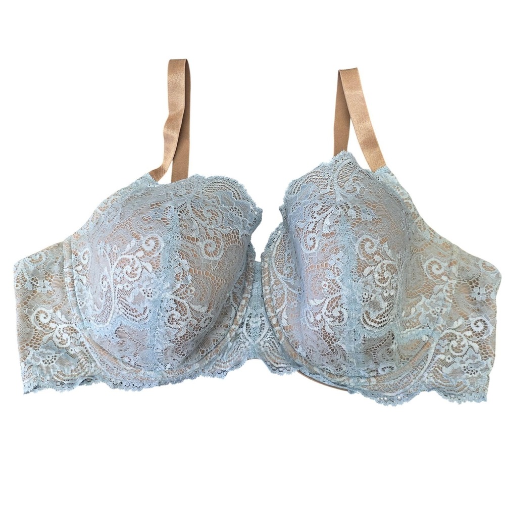 Third Love 24/7 Lace Balconette Bra Womens 44C Blue Lightly Lined Underwire - Picture 2 of 9